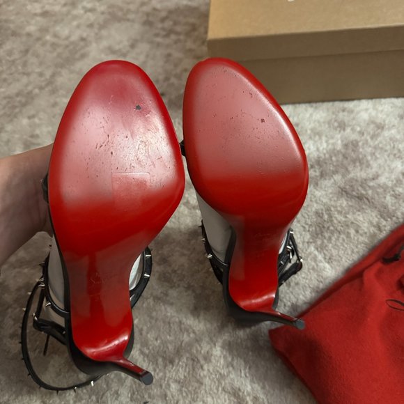 Christian Louboutin Bombina Leather Spike Strappy Red Sole Sandals - Picture 2 of 7